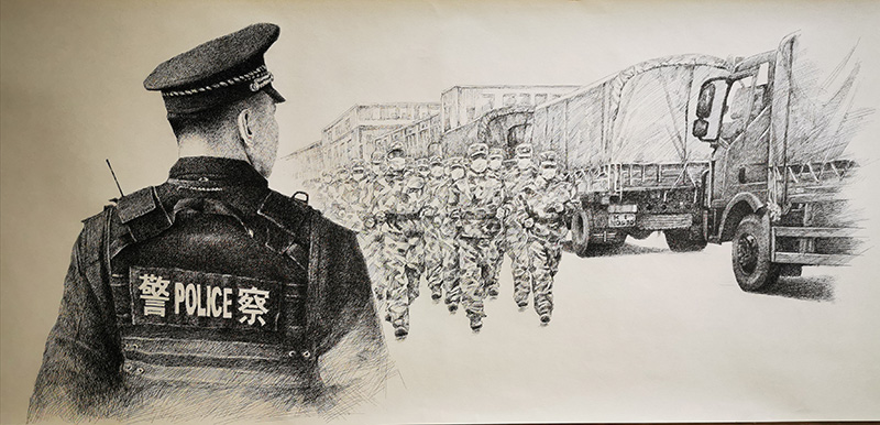 鋼筆畫《我愿意為你守護》